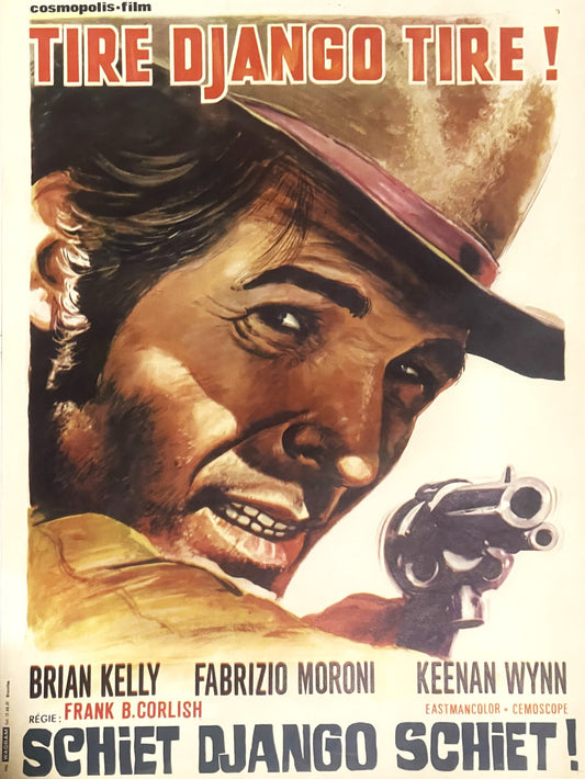 Vintage Tire Django Tire Belgium Movie Poster 🤠 1968 Spaghetti Western, Shoot Gringo Shoot, Cosmopolis Films