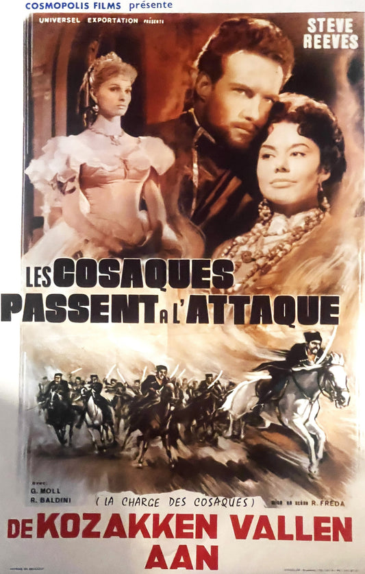 Vintage 1959 Les Cosaques Passent Belgian Movie Poster 🐎 Steve Reeves, Riccardo Freda, De Kozakken Vallen Aan