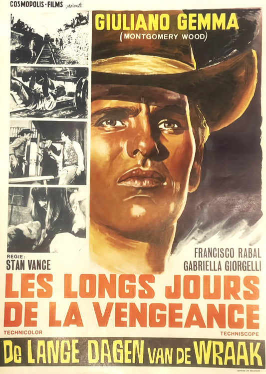 Vintage 1967 Les Longs Jours de la Vengeance Belgium Movie Poster 🤠 Giuliano Gemma Spaghetti Western