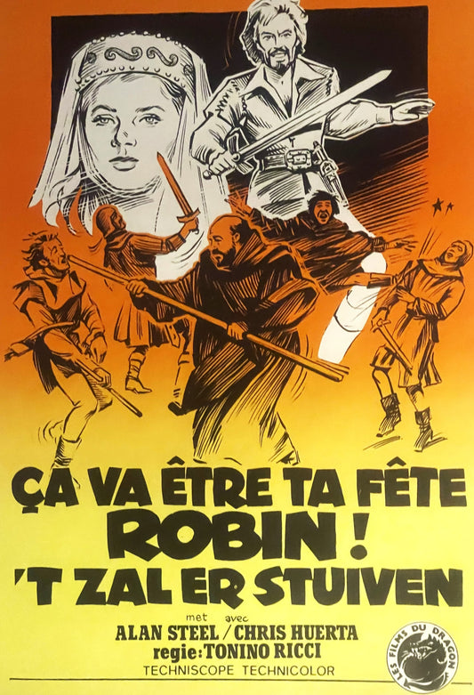 Vintage 1976 Ça Va Être Ta Fête Robin Belgium Movie Poster 🏹 Robin Hood Karate Comedy