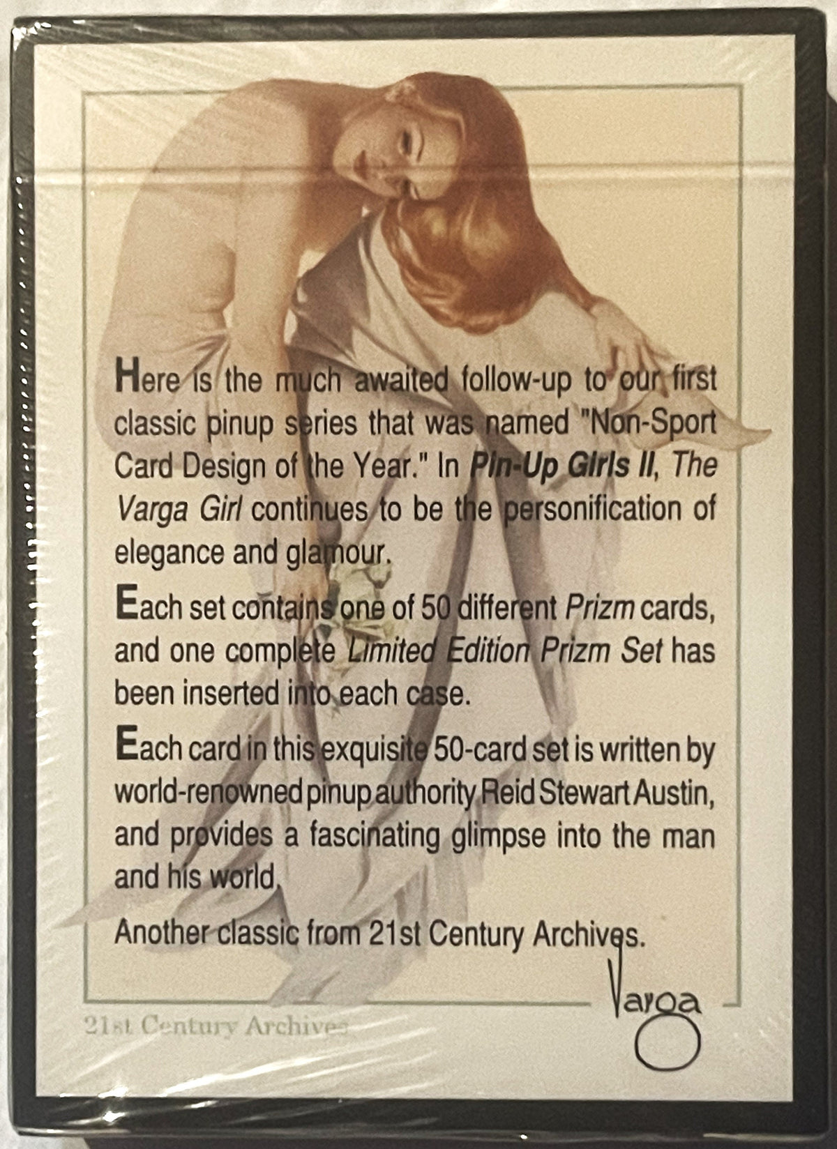 Sealed 1993 Vargas Pin-Up Girls II trading card box showing reclining woman in vintage illustration style with product descri