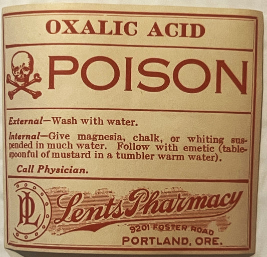 Antique Discover Rare 1920s Oxalic Acid Label from Portland Pharmacy
