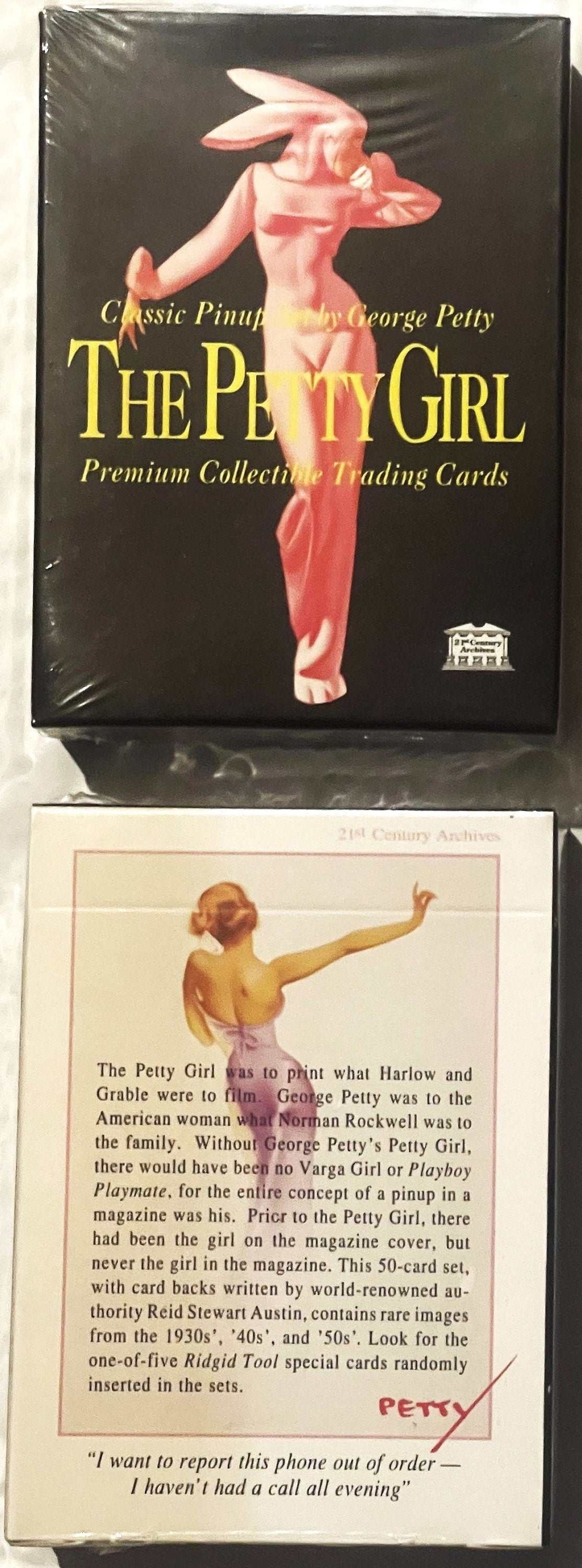 Sealed black box of Classic Pinup by George Petty "The Petty Girl" Premium Collectible Trading Cards with descriptive card be