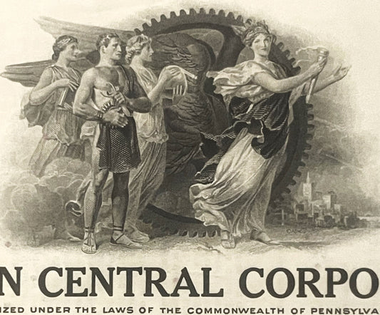Vintage Penn Central Stock Certificate From 1980s Railroad History