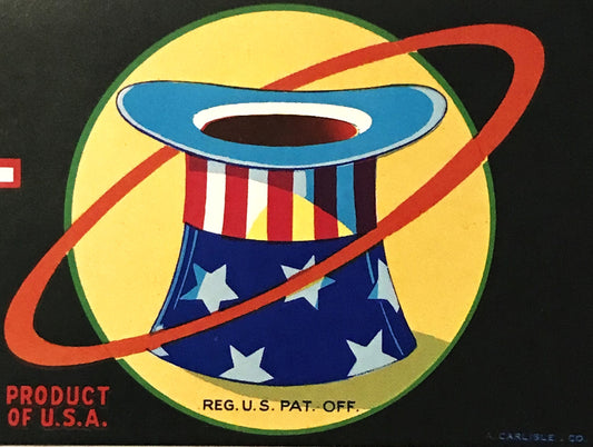 Vintage 1950s Federal Crate Label Fresno Patriotic Americana
