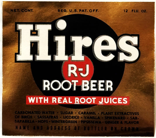 Rare Antique 1930s Hires R - J Root Beer Label 🥤 RIP 2023 American Icon!