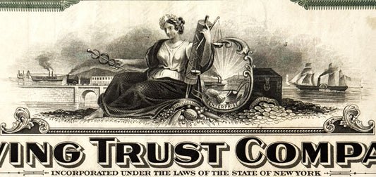 Vintage Green 1930s Irving Trust Company Stock Certificate Unveiled