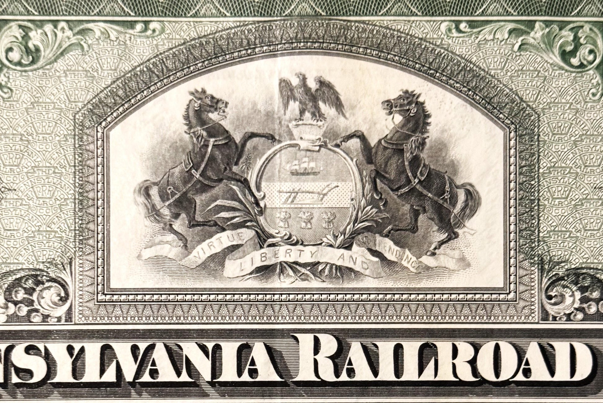 Ornate engraved certificate header featuring two rearing horses, eagle, shield, and "Liberty and" banner text, labeled "Sylva