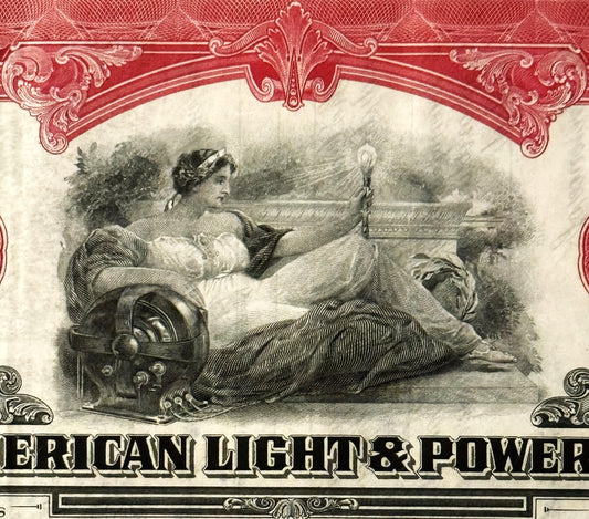 Vintage 1940s North American Light & Power Stock Certificate 📜 SEC Casualty Engraved Bank Note Company Share