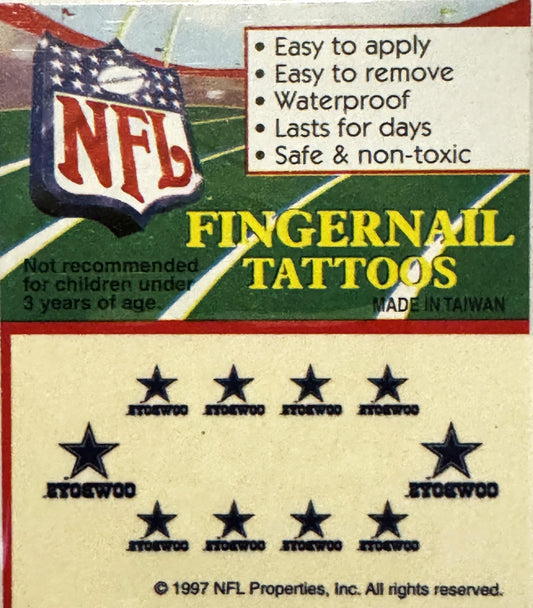 Vintage 1997 NFL Fingernail Tattoos Dallas Cowboys ⚾ It's Football Season!!!