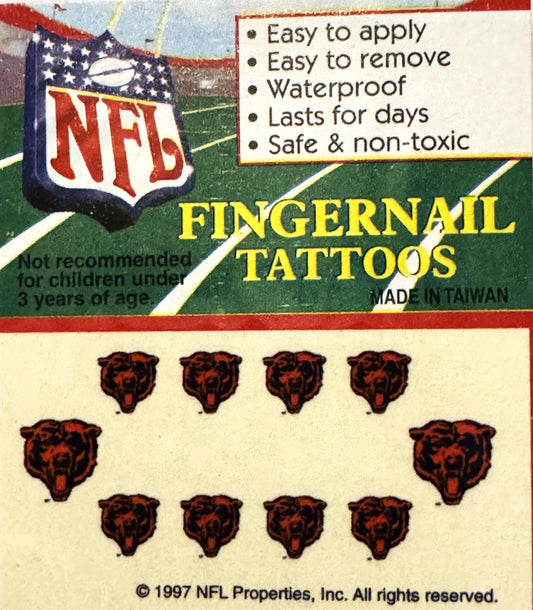 Vintage 1997 NFL Fingernail Tattoos Chicago Bears ⚾ It's Football Season!!!
