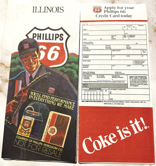 Vintage 1980 Phillips Route 66 Illinois Map 🥤 Coke, Coca-Cola Memorabilia!