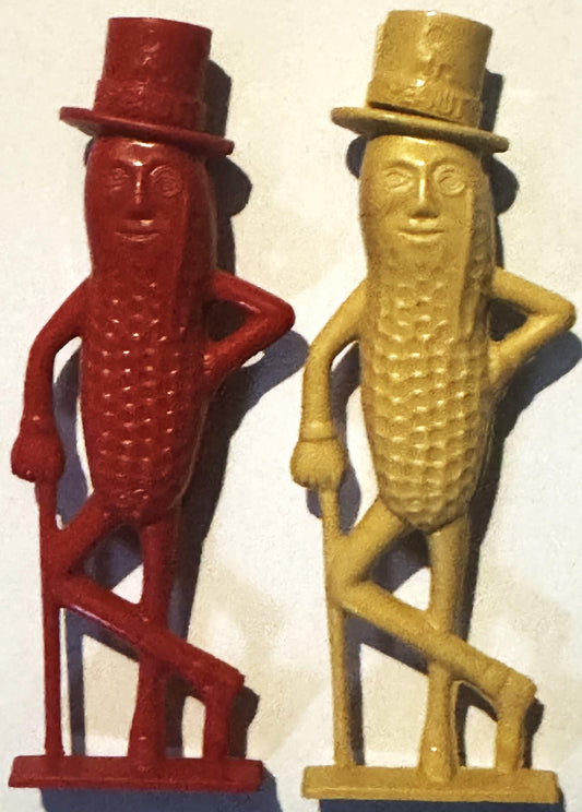 Vintage Planters Mr. Peanut Figural Whistle NOS Advertising Collectible Red & Gold Plastic Figure Top Hat Cane Monocle Peanut Man Token ✨