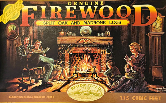 Vintage 1970s Firewood Family Crate Label Santa Clara 🍎 CA Rustic Americana Decor