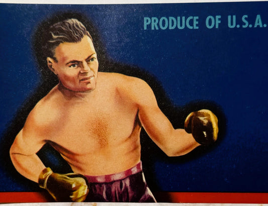 Antique 1930s Puggy Crate Label 🥊 Boxing Pugilist Americana, Unfilled Stock Imprint Panel