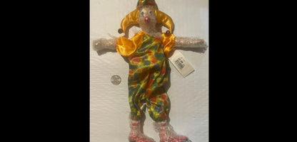 Plush toy duck in floral dress and pink shoes, perfect for rare doll collectors