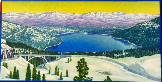 Vintage 1970s Donner Brand Mountain Bartlett Pears Crate Label 🏔️ — Auburn Fruit Exchange, Auburn CA — Blue Anchor, Printed ZIP 95603