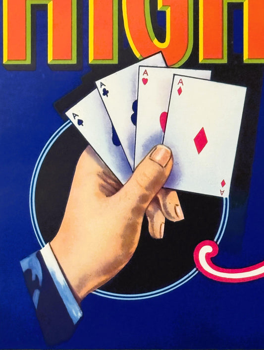 Vintage 1970s High Hand Crate Label 🍎 Loomis, CA, Poker, Four Aces, Historic!