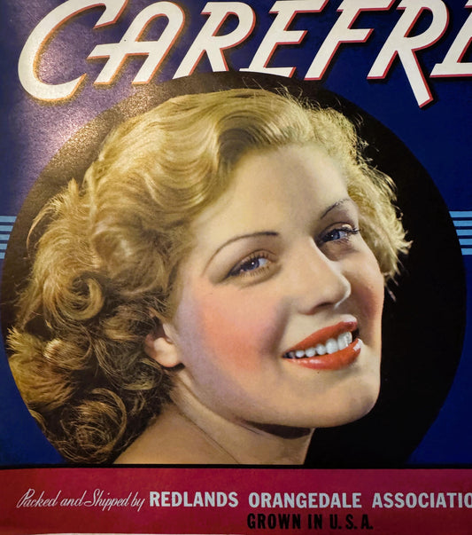 Vintage 1940s Carefree Citrus Label Brings Glamour to Life