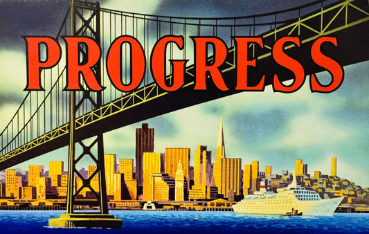Vintage 1970s Progress Brand California Asparagus Crate Label 🍎 Bilingual, R&J Packing Sales, Lodi CA