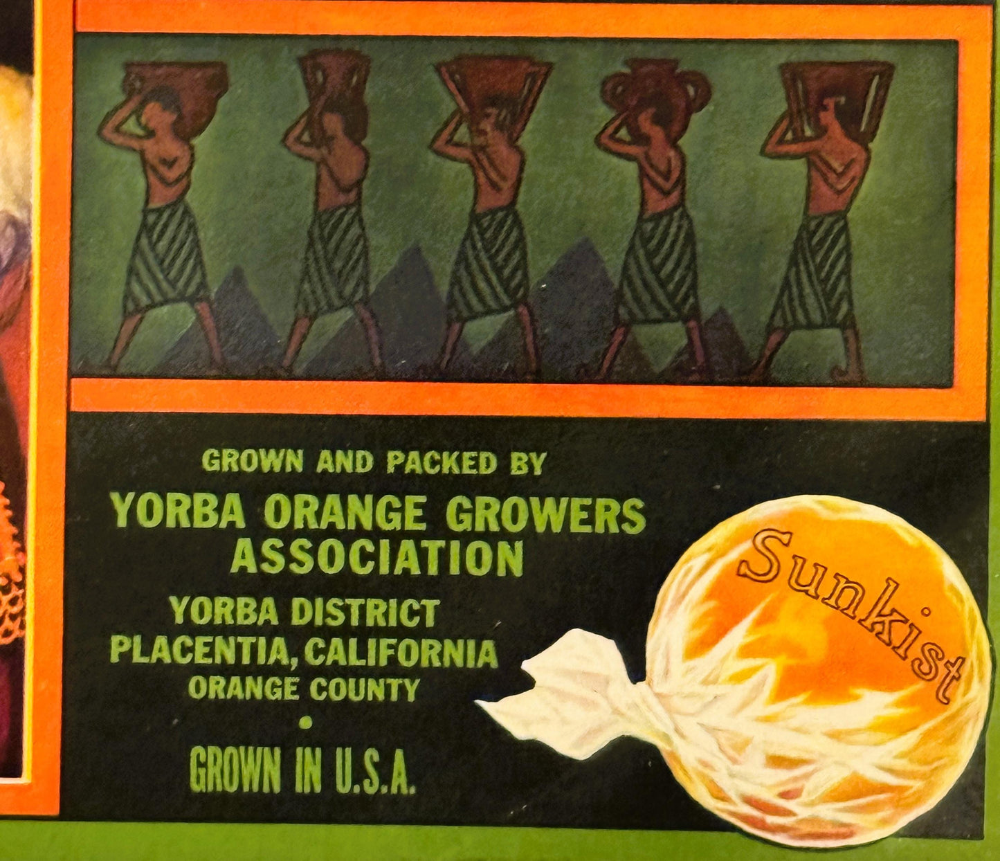 Antique 1930s King David Brand Sunkist Crate Label 🍊 — Yorba Orange Growers Association, Yorba District, Placentia CA
