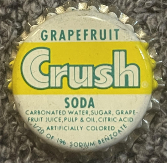 Vintage NOS 1950s Grapefruit Crush Soda Bottle Cap 🍊 Cork Lined • Seven‑Up Bottling