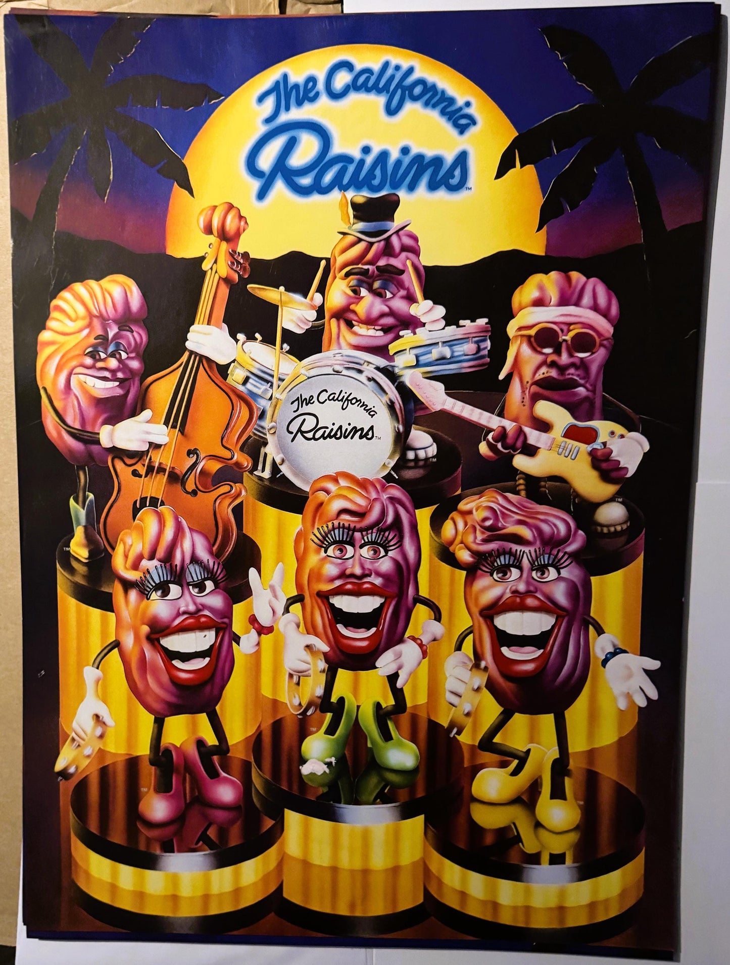 Vintage 1988 California Raisins Band Poster - CALRAB Fresno Advertising Print with Recipes & Fan Club Offer 🖼️
