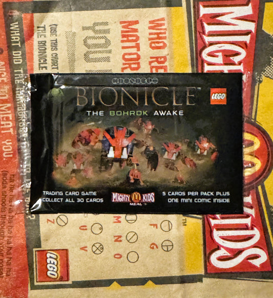 Vintage Bionicle Mighty Kids Meal Bag 🧱 McDonald's LEGO Bohrok Card Pack NOS 2002