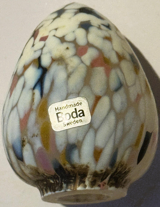 Vintage Boda Sweden Art Glass Egg ✨ Attributed Monica Backstrom, Kosta Boda Confetti Spatter, Hand Blown Swedish Studio Glass, Circa 1970