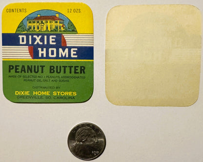 Vintage Dixie Home Peanut Butter Label from the 1930s Discovered