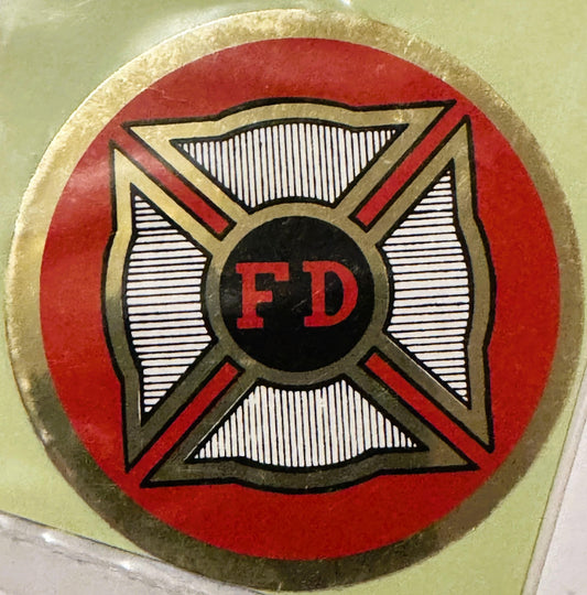 Rare Vintage 1960s FD Fire Department ✨ Firefighter Decal, Maltese Cross