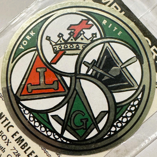 Rare Vintage 1960s York Rite Freemasonry Decal - Sticker ✨ Historic Memorabilia!