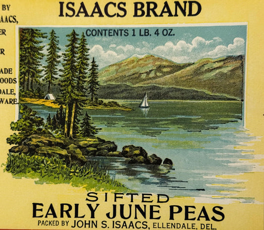 Antique 1930s Isaacs Can Label 🍺 Ellendale, DE, American Historic Success Story!