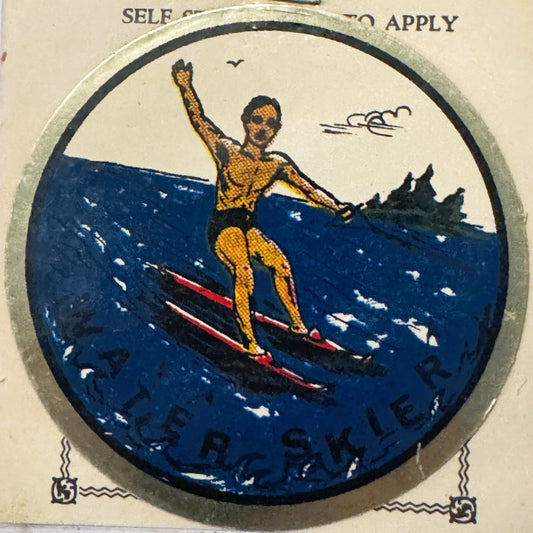 Rare Vintage 1960s Water Skier Decal - Sticker ✨ Unopened, Summer Fun!