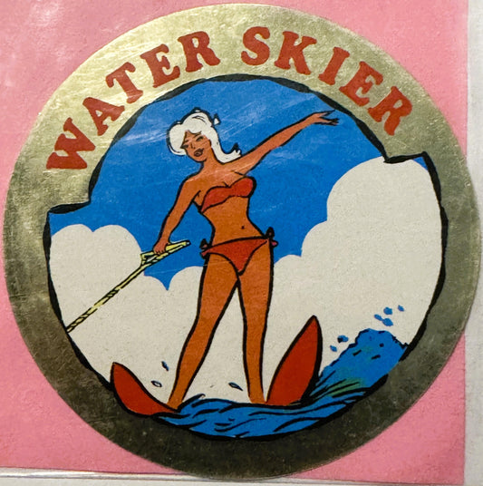 Rare Vintage 1960s Water Skier Decal - Sticker ✨ Unopened, Summer Fun! Version 2
