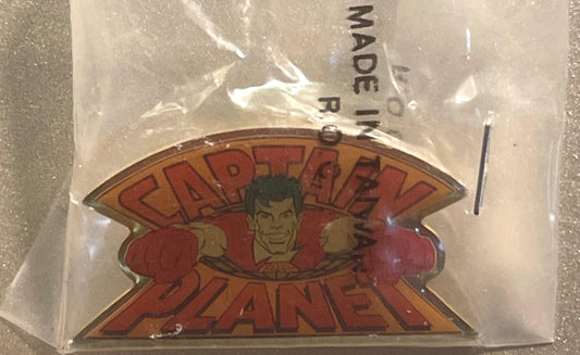 Vintage Captain Planet Logo Enamel Pin 🌍 NOS Sealed in Original Bag, Made in Taiwan