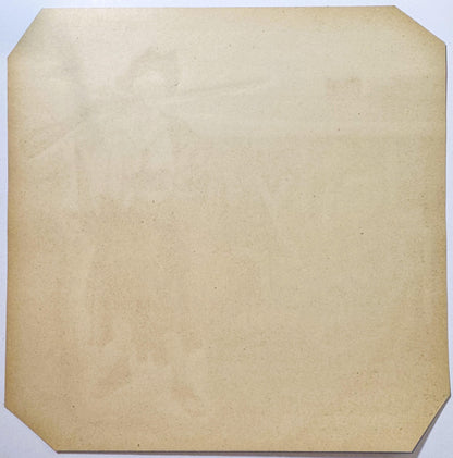 Back of the Jolly Roger crate label: blank paper with clipped corners