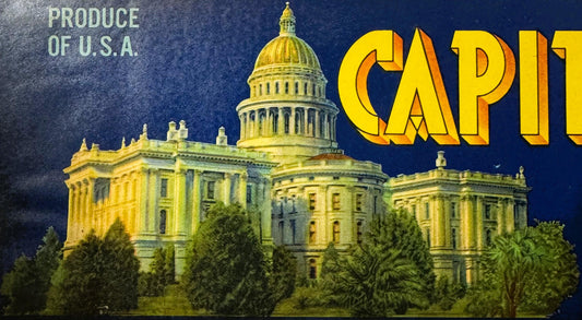 Vintage 1940s Capital Pak Crate Label from Sacramento, California