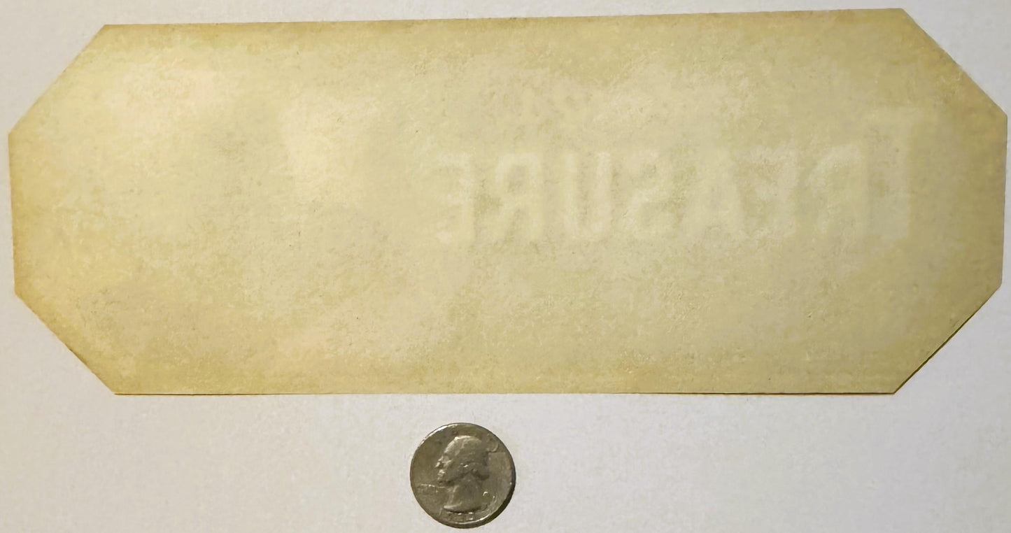 Cream-colored embossed label with "Herlong's" text visible, shown with quarter coin for scale