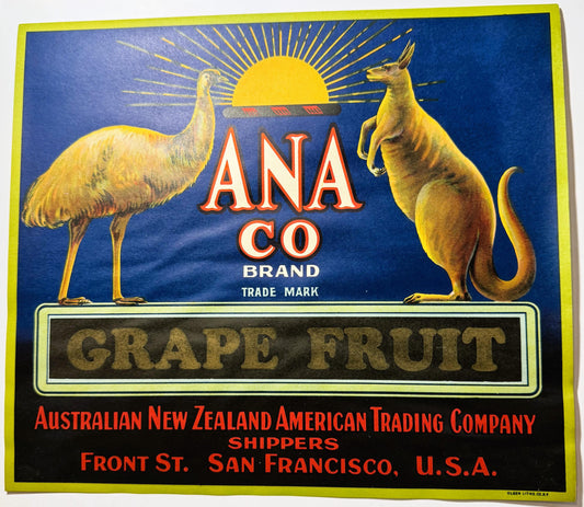 Antique 1920s Ana Co Export Crate Label – ANACO, San Francisco