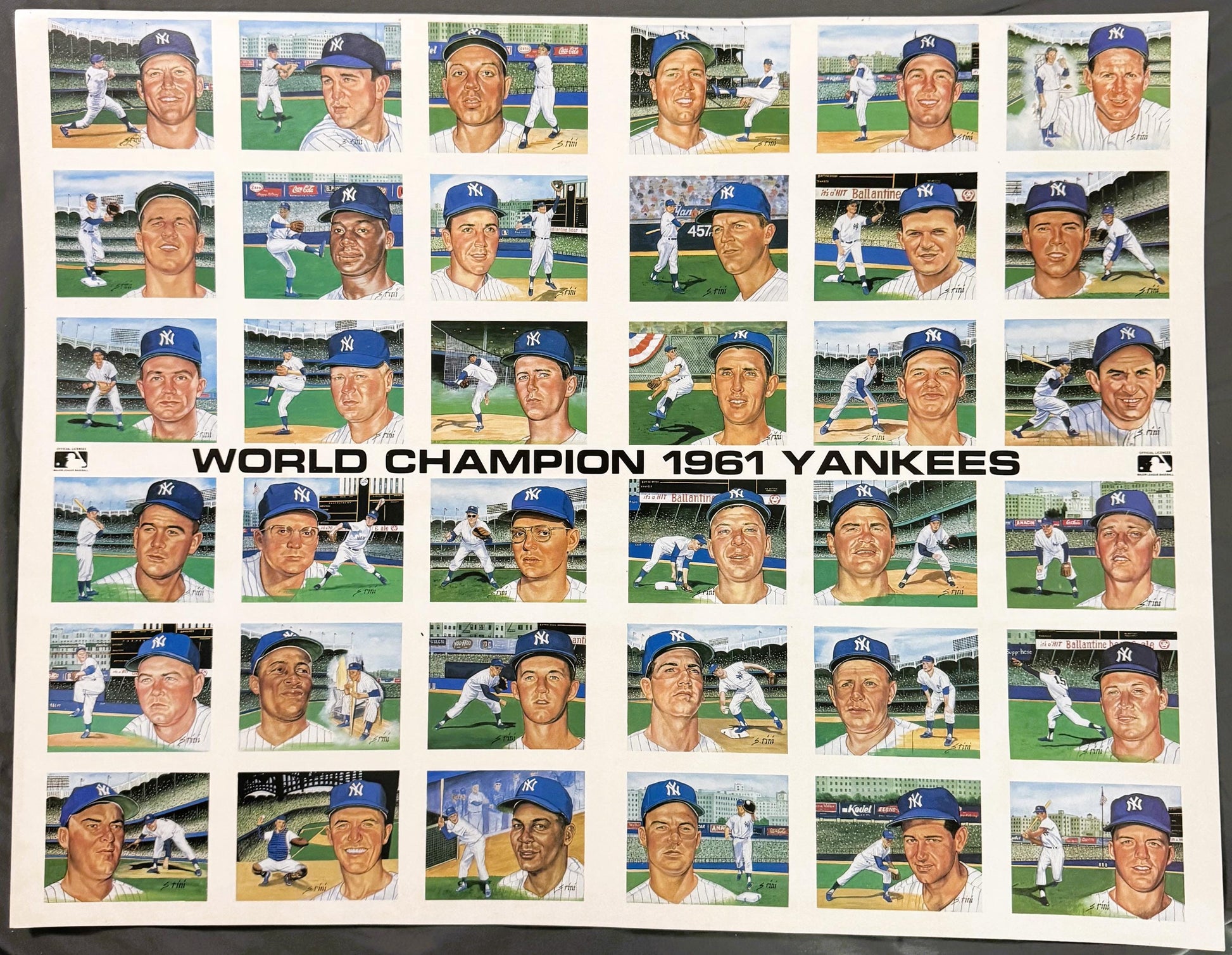 Susan Rini 1961 World Series Champion Yankees Tribute Poster with team portraits