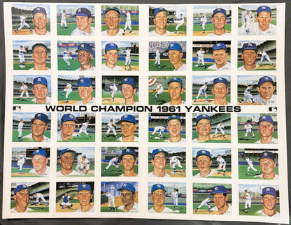 Susan Rini 1961 World Series Champion Yankees Tribute Poster with team portraits