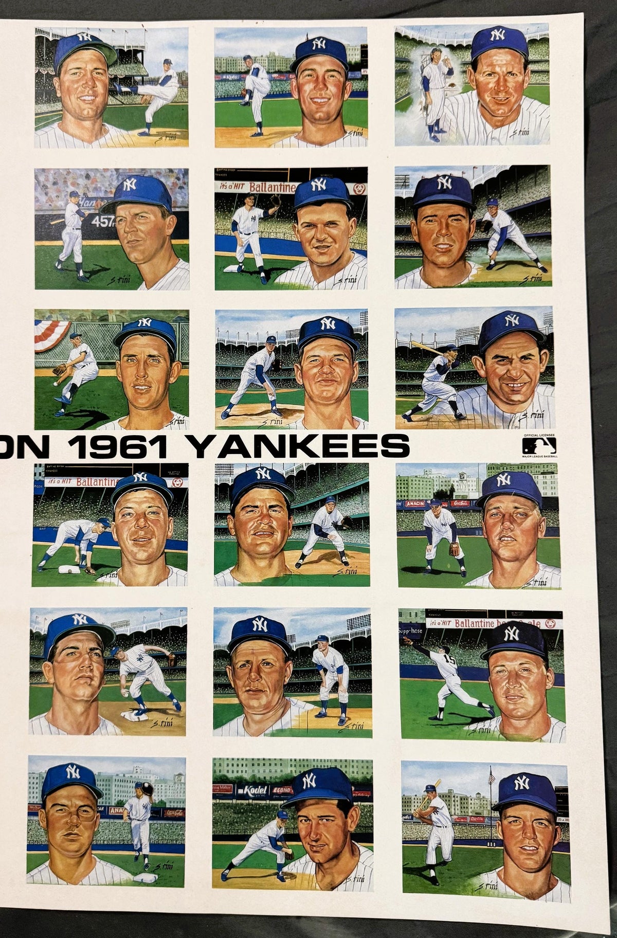 Susan Rini 1961 World Series Champion Yankees tribute poster with player portraits and action shots
