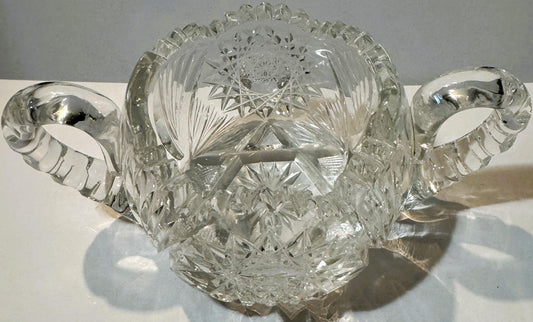 Antique American Brilliant Cut Glass Two-Handled Sugar Bowl ✨ Gilded Age 1876-1915