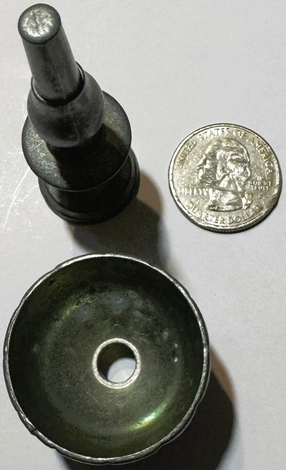 Vintage English Metal Mystery Object 🧩 Two-Piece Industrial Artifact, Stamped, Purpose Unknown