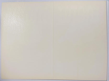 Inside of the menu folder opened flat: plain blank card with the center fold, never printed with a menu
