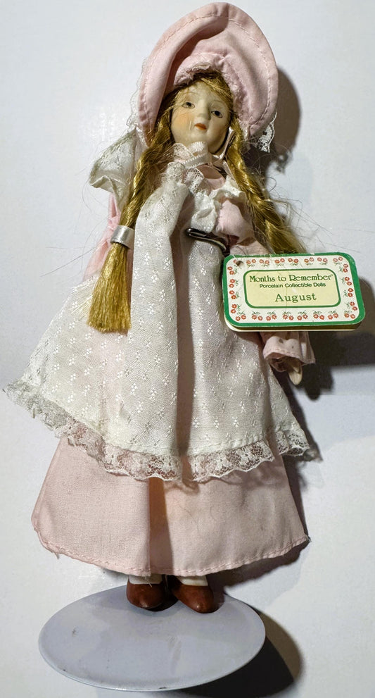 Vintage Russ Berrie August Porcelain Doll | Months to Remember | 1980s Collectible 🎀