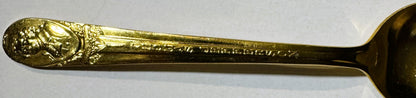 Jefferson spoon bowl detail showing the struck '1803' date, relief map of the Louisiana Purchase territory, and LOUISIANA PURCHASE lettering.