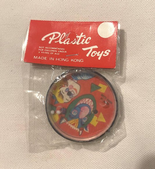 Vintage 1950s NOS Clown Girl and Gargoyle Dexterity Puzzle Game Plastic Toys Made in Hong Kong Circus Ball Maze 🧸