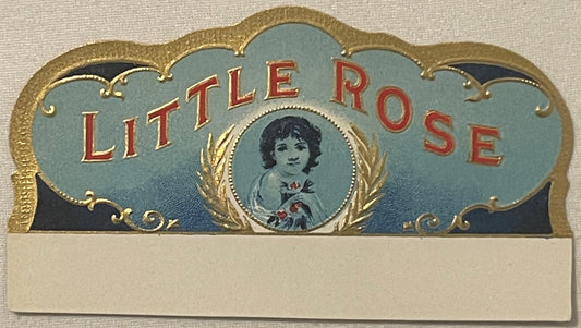 Antique 1900s Little Rose Cigar Box Label 🌹 Gold Embossed Chromolithograph NOS Art — A. Rau, St. Louis American Made